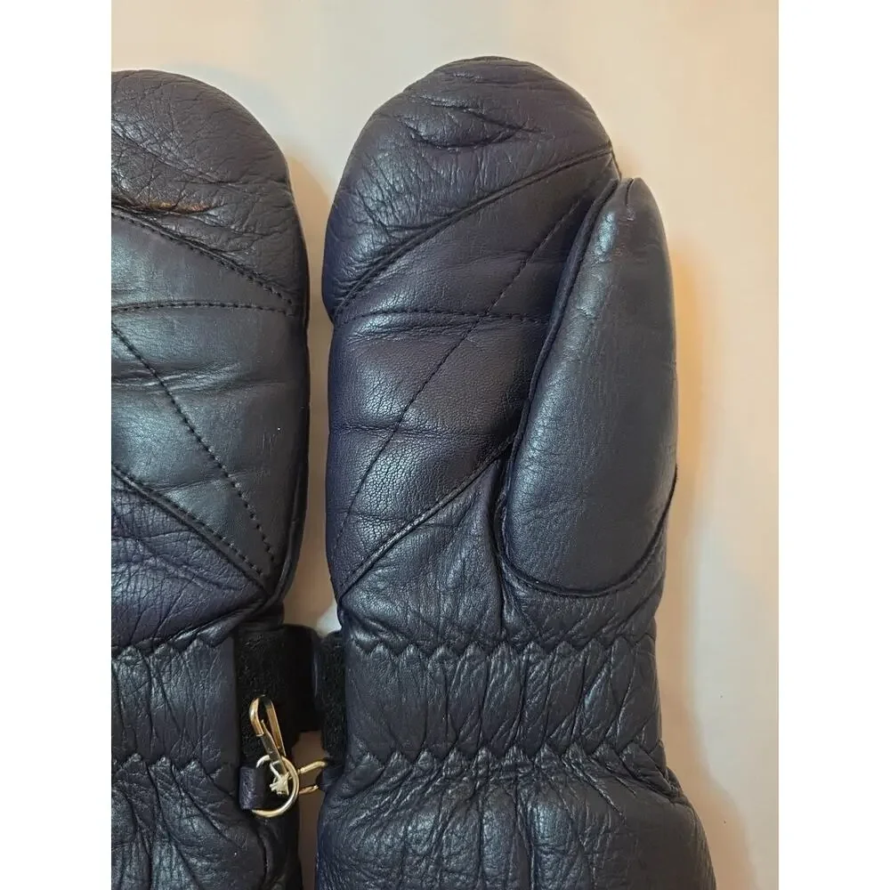 Vtg LL Bean Sta-Soft Deerskin Medium Blue Or Black Mittens